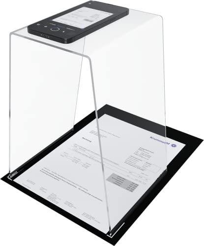 JOURIST ScanStand: scansione di documenti, ricevute, appunti e biglietti da visita con smartphone e telefoni cellulari. Tappetino nero per il rilevamento ottimale dei margini.