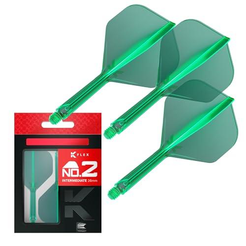 Target Darts K Flex Voli e Steli Integrati per Freccette, No.2 Verde (Intermedio) | Confezione da 3 K-Flex – No2, Kflex all in One Moulded Dart Flight & STEM | Accessori Professionali Freccette