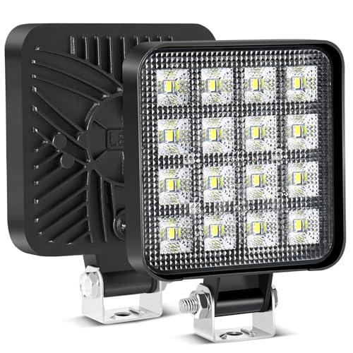 2PCS Faro di Inondazione da Lavoro Led, 48W Mini Sottile LED Fuoristrada a Fascio Largo Impermeabile IP65 Faretti LED per Camion Macchine Agricole Escavatori Rimorchi Furgoni