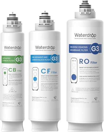 Waterdrop Filtro di Ricambio G3 per Sistema ad Osmosi Inversa 400GPD - Set con CF, CB e RO
