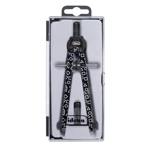 Idena 20166 - Compass Style Geometric con rotella centrale, bussola a regolazione rapida in astuccio, incl. due puntali di ricambio in scatola