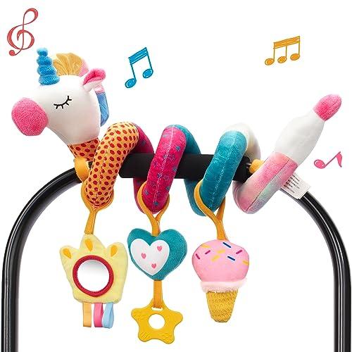 hahaland Giocattolo a Spirale Passeggino Neonati 0 3 6 Mesi, Regalo Neonata Femmina Giochi Passeggino a Sonaglio Appeso, Giocattolo della Peluche da Appendere