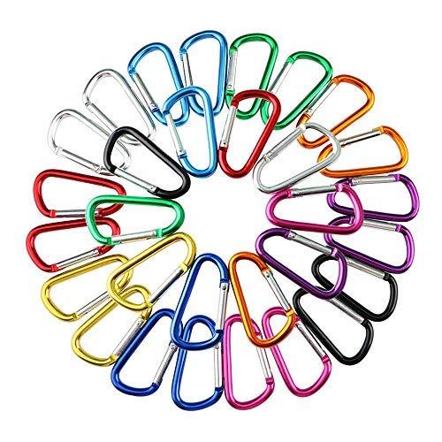 QitinDasen 30Pcs Premium 5cm Alluminio Moschettone Set, Mini Moschettone Portachiavi, Moschettoni Campeggio, Blocco a Clip Gancio, Chiusura Molla (Not for Climbing!)