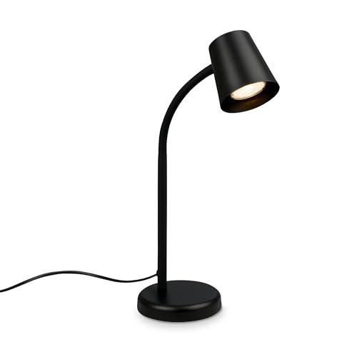 Briloner - Lampada da comodino, lampada da scrivania orientabile, lampada da tavolo GU10 per ufficio con interruttore a cavo, lampada da lettura, 9W, 130x385mm (DxA), metallo, nero