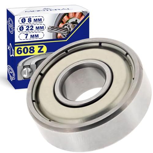 Cuscinetto a Sfera per il Motore 608 Z con Dimensione 8 x 22 x 7 mm Garanzia di 10 Anni - MONTERAL