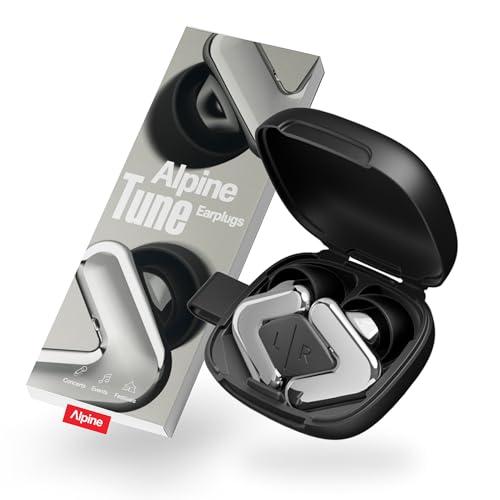 Alpine Tune Tappi per Orecchie per Concerti e Musica, Protezione Antirumore per Musicisti, Qualità Hi-Fi con Suono Cristallino, Riduzione Rumore 19dB, 4 Taglie, Per Festival, Feste e Club, Argento