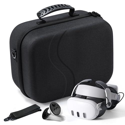 DEVASO Grande custodia per Meta Quest 3, custodia morbida compatibile con Kiwi Design/BOBOVR cinturino per batteria e altri accessori, borsa rigida per viaggi e conservazione