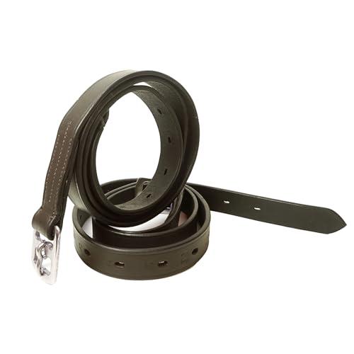 Pferdelinis Cinghia per staffe in pelle nera, marrone, adatta per selle inglesi, lunghezza 120 cm – 160 cm (marrone, 130 cm)