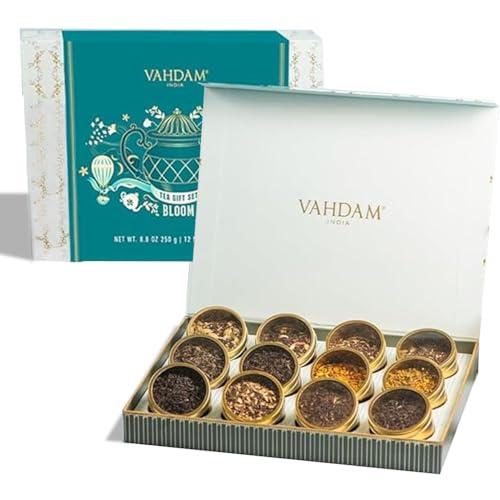 VAHDAM, BLOOM - Confezione Regalo Con Assortimento Di - Scatola Per Infusione, 12 Tè Sfusi - Nero, Tisana, Oolong, Verde, Chai - Regalo Di Te Di Per Donne E Uomini 2025