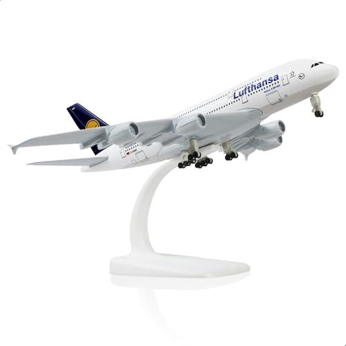 QIYUMOKE Airbus A380 1/300 Lufthansa Modello di aereo in metallo pressofuso con supporto Sky Jumbo Airliner Alloy Model Kit per il regalo degli appassionati di aviazione