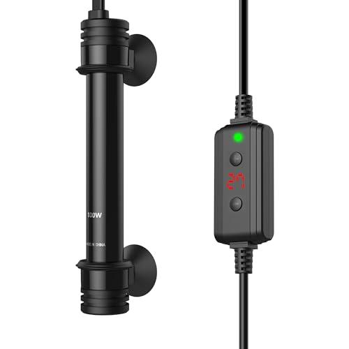 NICREW Riscaldatore Acquario 100 W, Riscaldatore per Acquario Sommergibile con Indicatore di Temperatura per Acquario Fino a 80 L, Termostato Acquario con Ventose