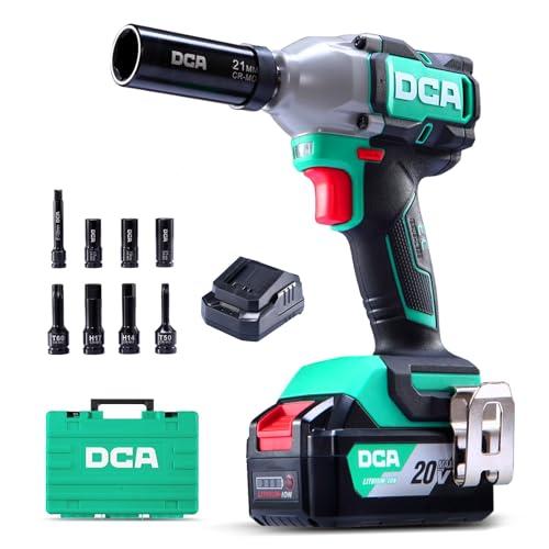 DCA Avvitatore a impulsi brushless 20V con batteria da 4,0Ah, attacco con anello da 1/2 pollice, avvitatore a impulsi senza fili, coppia elevata da 235 ft-lbs, 4 modalità per auto e fai-da-te ADPB320