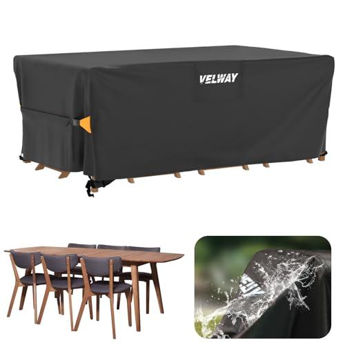 Velway Coperture per Mobili da Giardino Impermeabile: Copertura Tavolo Giardino Esterno con sfiato d'Aria Antivento Telo Copri Tavolo Arredo Rettangolare (Nero 180x120x74cm)