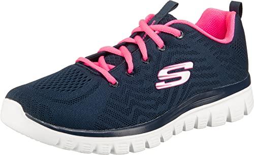 Skechers Graceful Get Connected, Sneaker Donna, Blu Navy Mesh Hot Pink Trim, 39 EU