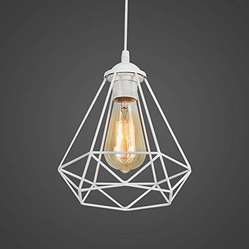 MAXDUYU Lampada a Sospensione Vintage Industriale,bianca,diametro 20cm,adatto per lampadine LED E27,selezionabile in bianco e nero,per soggiorno,sala da pranzo,taverna