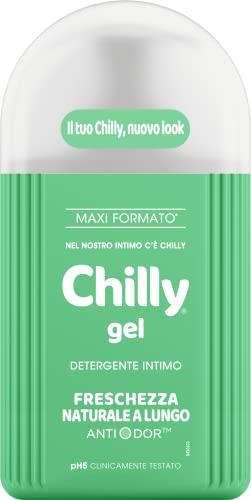 Chilly, Detergente Intimo Gel, Freschezza naturale a Lungo, con Anti-Odor, Per L'Igiene Intima, con Mentolo Naturale per una piacevole sensazione di freschezza, pH 5, Clinicamente Testato - 300 ml