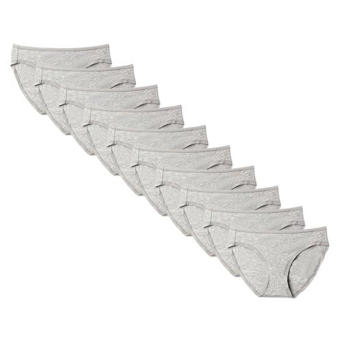 Amazon Essentials Intimo Slip Bikini in Cotone Donna, Pacco da 6, Grigio Medio Puntinato, S