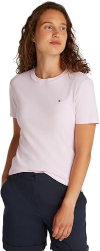 Tommy Hilfiger Donna T-Shirt Maniche Corte Slim Cody Scollo Rotondo, Rosa (Light Pink), XL
