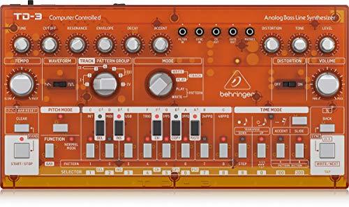 Behringer TD-3-TG Sintetizzatore analogico Bass Line con VCO, VCF, sequenziatore a 16 fasi, effetti di distorsione e catena poli a 16 voci, compatibile con PC e Mac