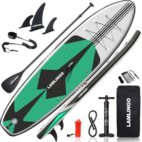 Rolimate Tavola da SUP 320×82×16cm SUP Gonfiabile, capacità di Carico di 200kg, Stand Up Paddle Board, ISUP Tavola da Surf con Pompa ad Aria, Pagaia Regolabile, Linea Sicurezza (Verde acqua, 320 cm)