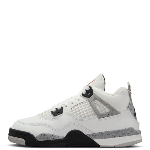 Nike Air Jordan 4 Retro Grade Scarpe da scuola per bambini, Summit Bianco/Rosso Fuoco, 28 EU