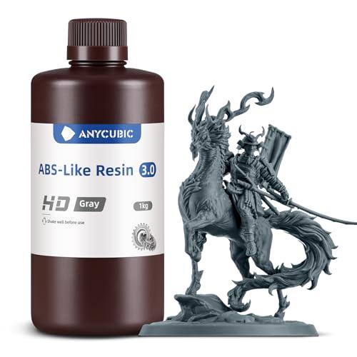 ANYCUBIC ABS-Like Resin 3.0, Resina per Stampanti 3D con Eccellente Durezza e Tenacità, Alta Precisione per Stampanti 3D a Resina, HD-Grigio 1000g