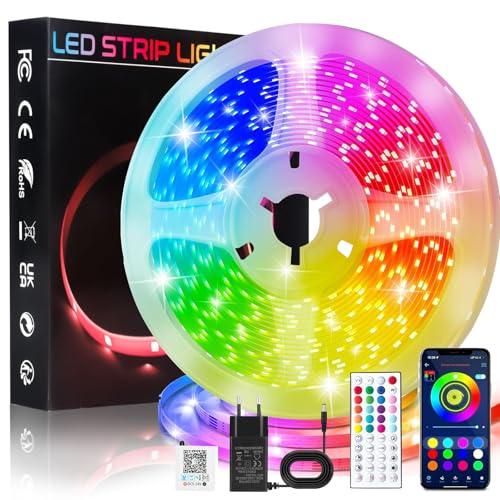 PQETBV Striscia LED 10 metri, Striscia LED TV con APP Bluetooth e Telecomando, Lampade Decorative Sincronizzate con la Musica, Adatto per Interni, Feste e Decorazione Domestica