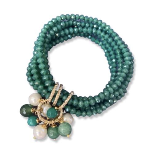Bracciali con cristallini e pietre dure (Verde smeraldo)