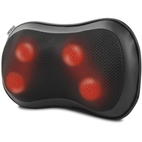 RENPHO Cuscino Massaggiante, 3 Velocità Massaggiatore per il Cervicale e collo con Calore, 3D Shiatsu Massaggio Muscolare, Massaggiatore per Impastare per Spalle e Schiena