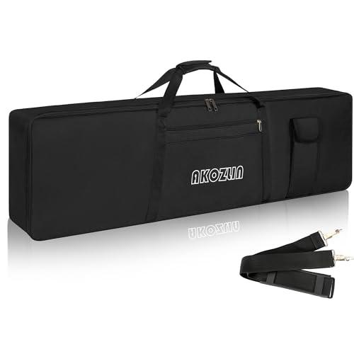 AKOZLIN Custodia imbottita portatile con 88 tasti, dimensioni 137,4 x 17 x 33,5 cm, borsa da concerto per tastiera elettrica (nero+giallo)