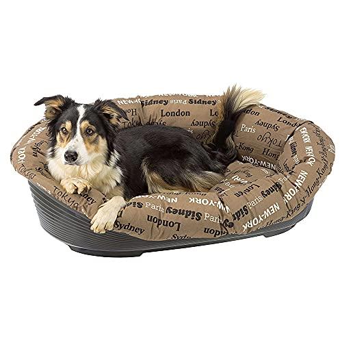 Ferplast Cuscino per Cuccia Cane SOFA' 10, in Cotone, Materassino Cuscino Imbottito per Lettino per Cani da Interno, Ricambio per Cesta in Plastica Cani, 96 x 71 x h 32 cm, Marrone