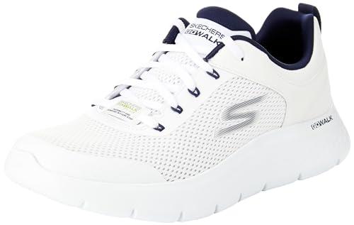 Skechers Go Walk Flex Indipendente, Sneaker Uomo, Tessuto Sintetico Bianco e Blu Navy, 44 EU