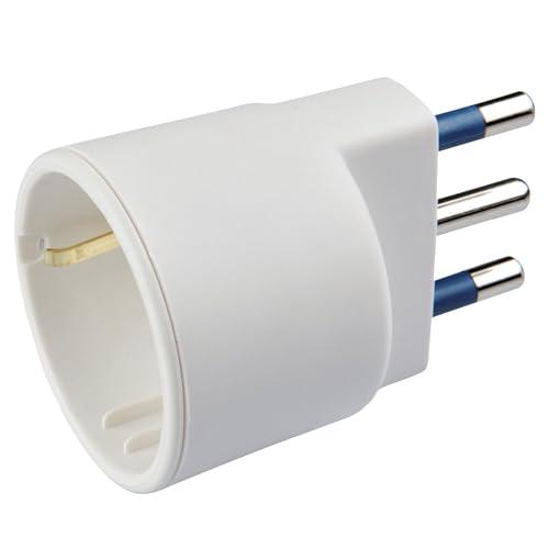 Poly Pool | PP0432S Adattatore Presa Schuko Spina Grande 250V- Adattatore Spina Tedesca-Italiana 10A/16A con Terra Laterale - Adattatore con Spina 16A 2P+T - Adattatore 100% Made in Italy Bianco