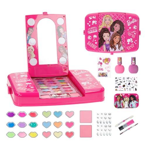 Barbie - Townley Girl Beauty Vanity Set con specchio illuminato | Include lucidalabbra, ombretto, pennelli, smalto per unghie, accessori e molto altro ancora! Dai 3 anni in su, perfetto per feste,