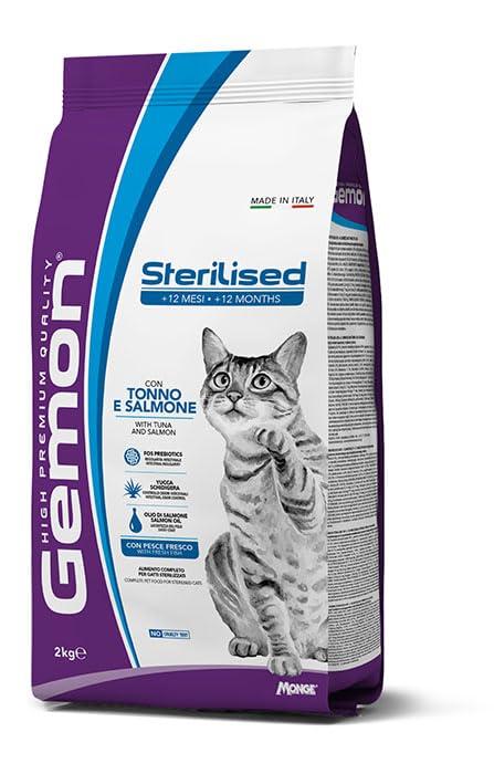Gemon Gatto adult Sterilised Tonno e Salmone,alimento secco per gatti adulti sterilizzati di tutte le taglie, confezione da 2kg.
