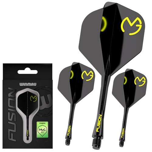 WINMAU Freccette Fusion Sistema Integrato di Volo e Albero - No.2 Forma e Design - Nero e Verde,Longueur intermédiaire
