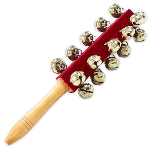 A-Star 21 Bell Jingle Shaking Sleigh Bell Stick con manico in legno - Lunghezza 26 cm
