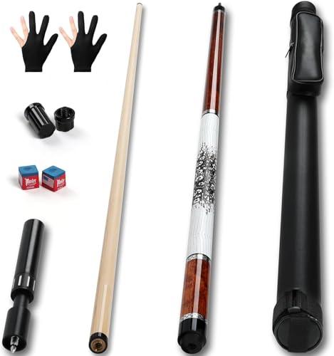 AKLOT Stecca da Biliardo, Stecca Professionale Estensione telescopica, Stecca in Legno d'Acero Canadese con Custodia per Stecche da Biliardo,147cm (58 pollicie),595g(21 Once)