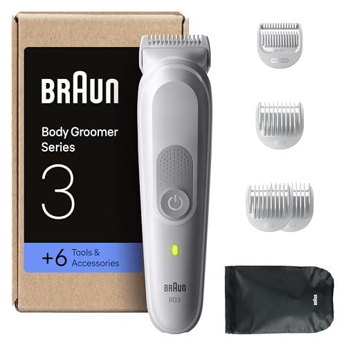 Braun Rasoio Elettrico Corpo Uomo Series 3, +6 Strumenti Di Rasatura, Con Tecnologia SkinGuard, 80 Min Di Utilizzo, Impermeabile, Rasoio Parti Intime Uomo, BG3575, Grigio