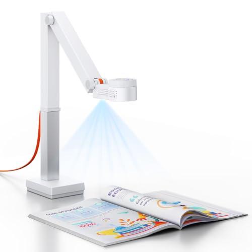 CZUR Fancy S Pro 12 MP Fotocamera per Documenti, Pieghevole Visualizzatore, Risoluzione 4K, Webcam 1080P@60 FPS, Doppio Autofocus, Campo Visivo A3, con Luce LED e MIC, er macOS e Windows (Bianco)