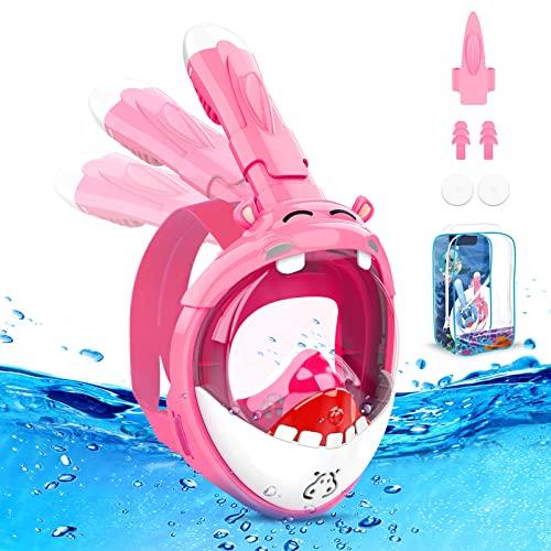 Maschera da Snorkeling per Bambini a Forma di Squalo，Mare Maschere Subacquea 180° Visuale Panoramica Immersioni Anti Appannamento e Infiltrazioni Design