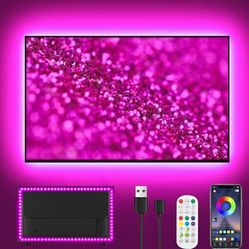 Ylatoial Striscia LED TV Retroilluminazione Intelligente 5M, 16M Colori Luce Led, App+Telecomando, Sincro Musica, USB, TV 50