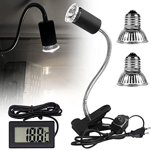 LUFEIS Lampada Riscaldante per Tartarughe, UVA UVB Lampada Riscaldante, Lampa-da Rettile e Anfibio con 3 Lampadine 25W, 50W, 75W, e 1 Termometro per Rettile, Anfibi, Tartaruga, Lucertola, Serpente