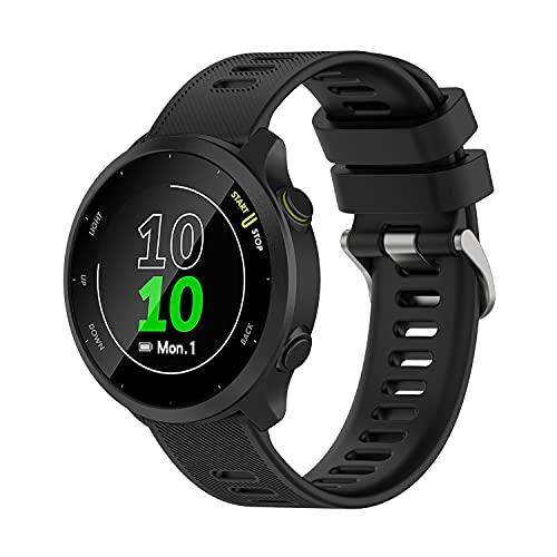 Wownadu Cinturino Compatibile con Garmin Forerunner 55/158 / 245/165 / 645, 20mm Cinturino Universale Ricambio, Regolabile Cinturini Sportivo Nero (nessun Tracker)