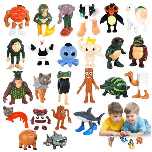 24 Pezzi Brainrot Italiano Figure, Tralalero Tralala Giocattolo 3D Printed Italian Brainrot Animals Giocattolo Animali divertenti Personaggi Brainrot Decorazione da Scrivania per Collezione Bambini