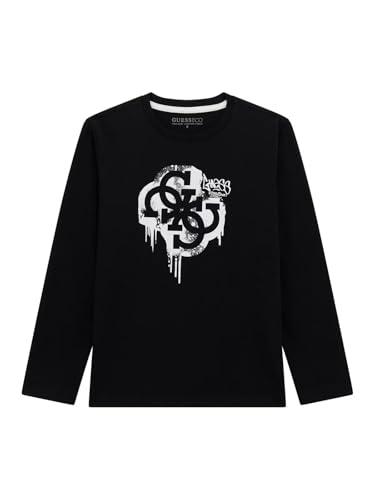 GUESS Maglietta a Maniche Lunghe per Bambini e Ragazzi Nero 12 Anni (152cm)