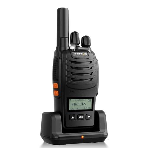 Retevis H777D Walkie Talkie per Adulti, Schermo LCD, PMR446, Ricarica Tipo C, Batteria da 1200 mAh, Radio Bidirezionale Robusta a Lungo Raggio per Ciclismo e Avventure (1 Confezione, Nero)