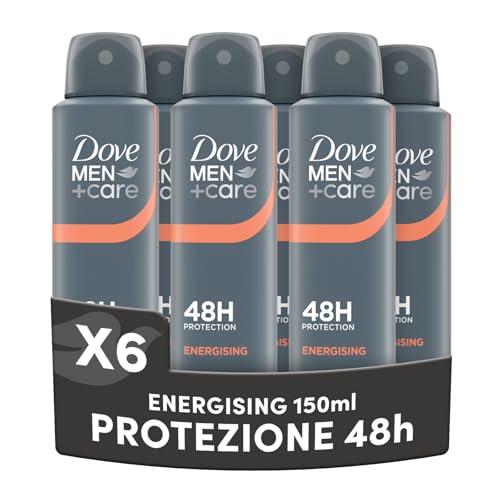 Dove Men Care, Deodorante Uomo Spray, Classic Energising, Antitraspirante, Protezione Fino a 48 Ore, Profumazione Agrumata, Formula Delicata sul Microbioma della Pelle, 6 Pezzi da 150 ml