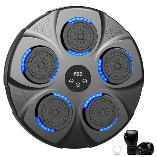 Infaebo Macchina da Boxe Musicale, Macchina da Pugilato Elettronica Professionale con Guantoni, Bluetooth, 9 velocità/modalità per Bambini e Adulti, Casa, L'Ufficio, Palestra, Nero