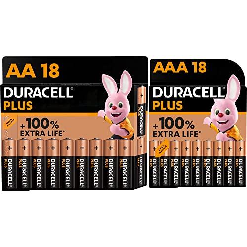 Duracell Batterie Plus AA+AAA (Confezione da 36) - Alkaline 1.5V - Fino al 100% di extra durata - Soddisfano i requisiti dei dispositivi moderni - 0% Plastica nel pacco - LR6/LR03 MN1500/MN2400